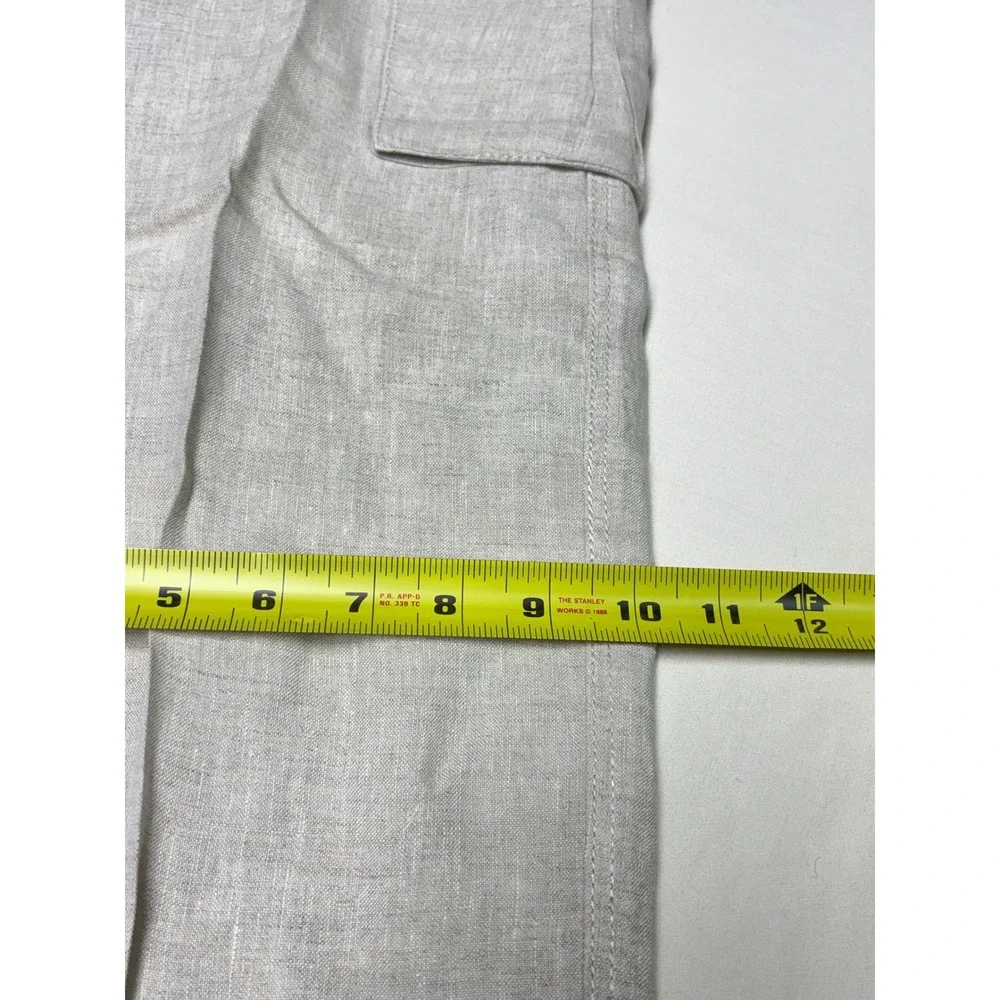 Tommy Bahama Relax Mens S W28 L28 100% Linen Cargo Pants Beige Drawstring